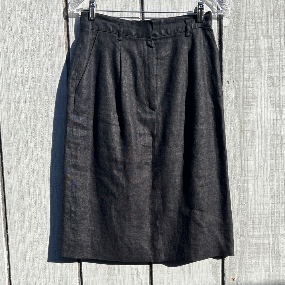 Liz Claiborne black Elegant 100% linen Women's  lined Skirt Size 8